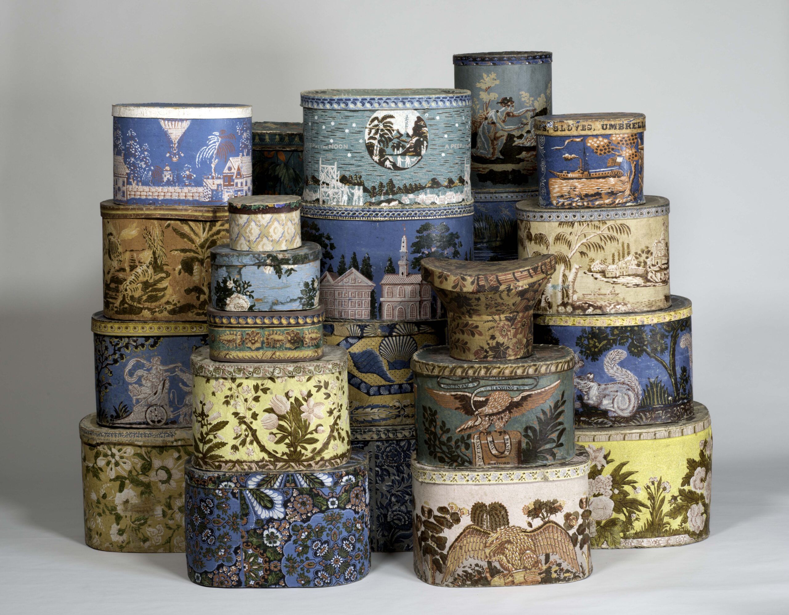 Assortment of Hat and Bandboxes