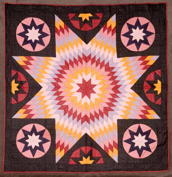 Pieced Mennonite Star of Bethlehem Medallion Quilt